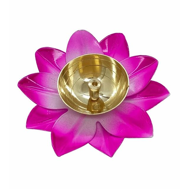 Lotus Brass Diya Decorative Pink Diya Dia 4 Inches