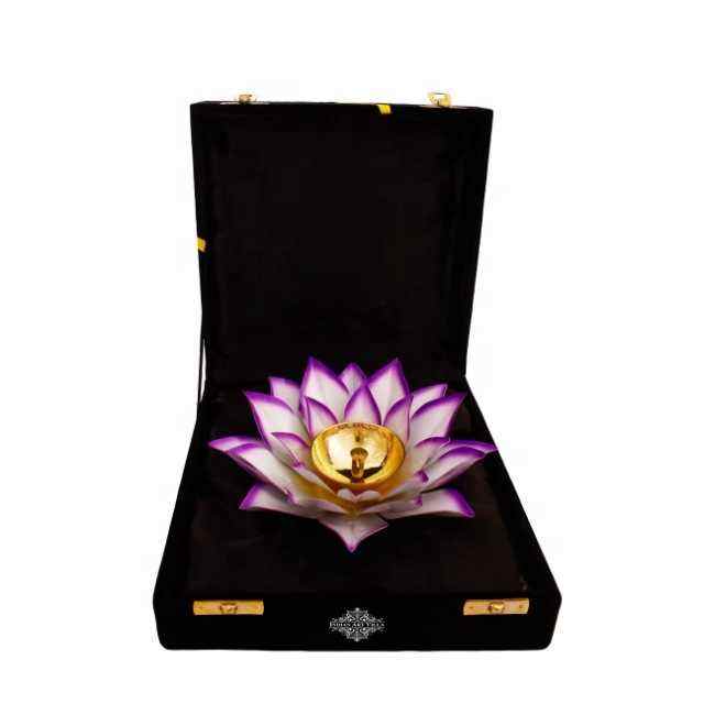 Lotus Brass Diya Decorative Pink Diya Dia 4 Inches