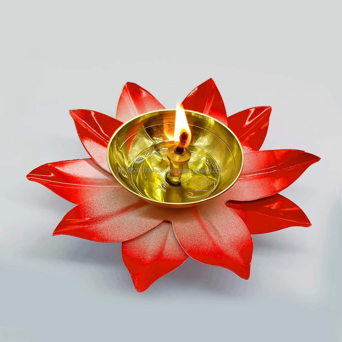 Lotus Brass Diya Decorative Pink Diya Dia 4 Inches