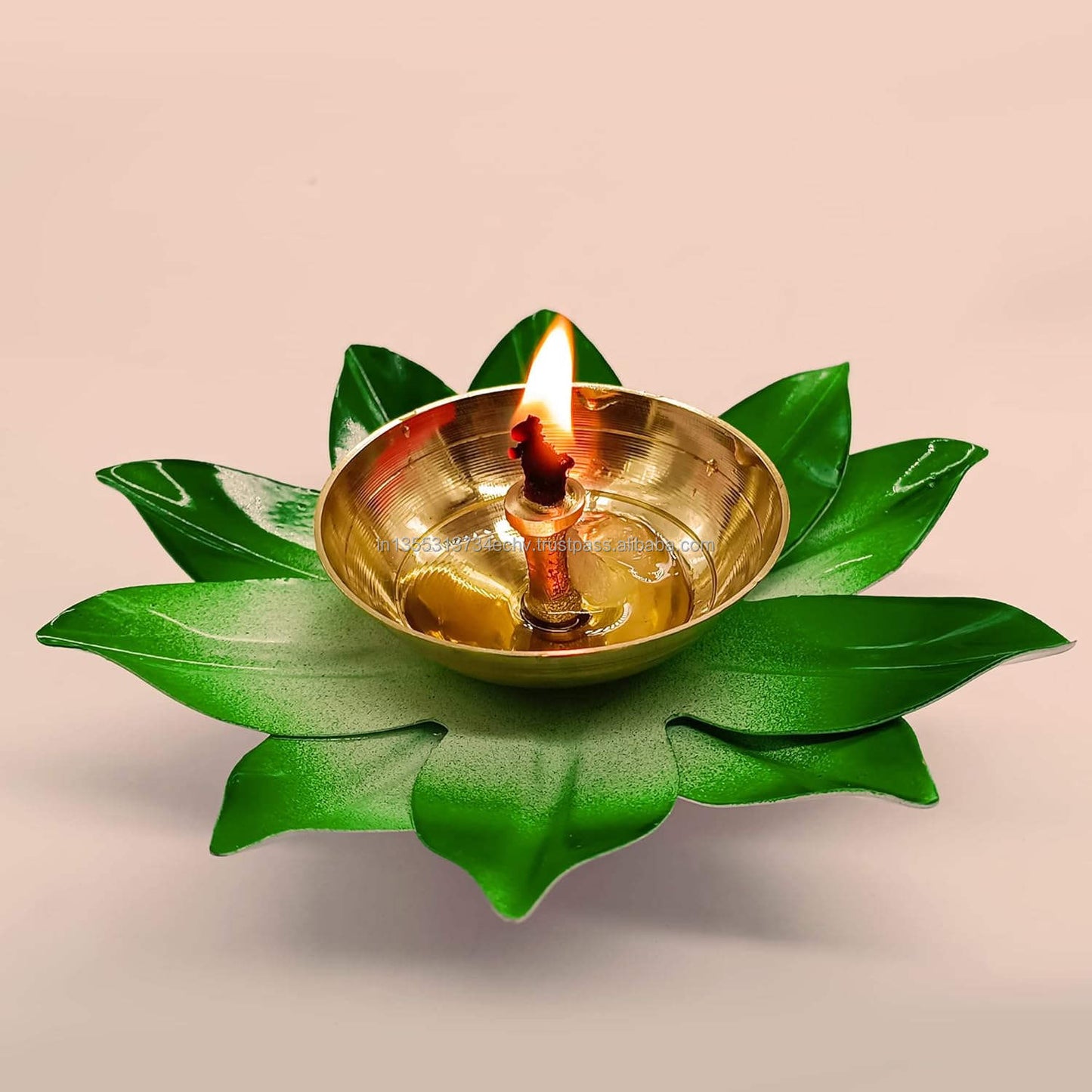 Lotus Brass Diya Decorative Pink Diya Dia 4 Inches