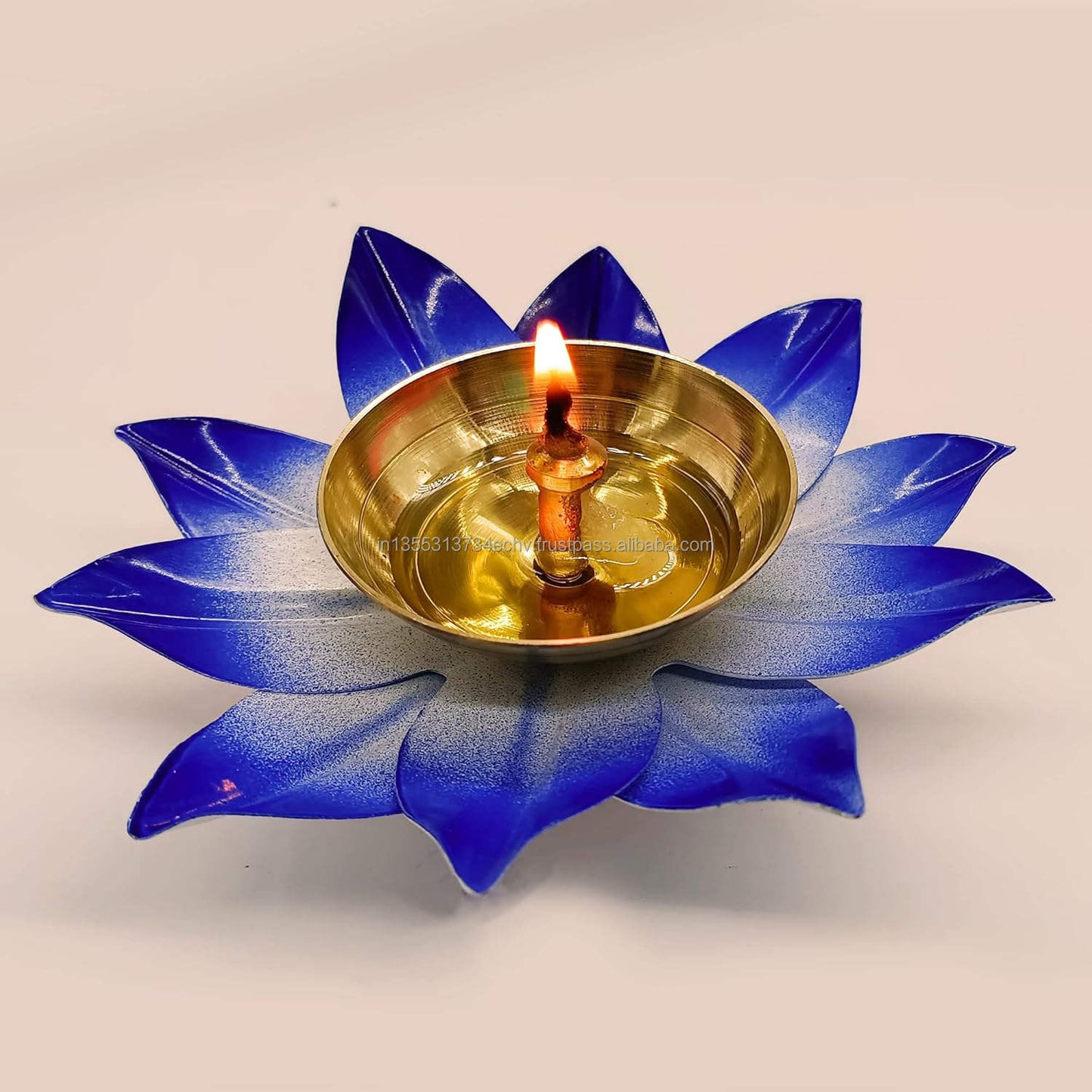 Lotus Brass Diya Decorative Pink Diya Dia 4 Inches