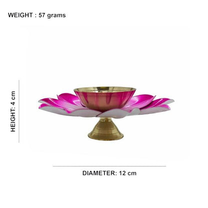 Lotus Brass Diya Decorative Pink Diya Dia 4 Inches